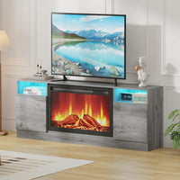 Garvee Modern TV Stand for TV Up to 75" TV, 70" Grey Television Console Table Cabinets with Storage,Wooden Entertainment Center for Living Room, Fits Into 36'' Electric Fireplace(Not Included Fireplace)