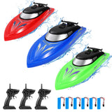 Garvee 3 Pack RC Boat Remote Control Boats for Pools and Lakes for Kids and Adults, 2.4 GHz RC Boat for Boys 4-7 8-12 Years with 6 Rechargeable Batteries - Blue+Green+Red
