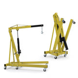 Garvee 2-Ton Folding Hydraulic Engine Hoist with 6 Casters and Telescopic Boom, Shop Crane, Engine Lift, Cherry Picker, Yellow