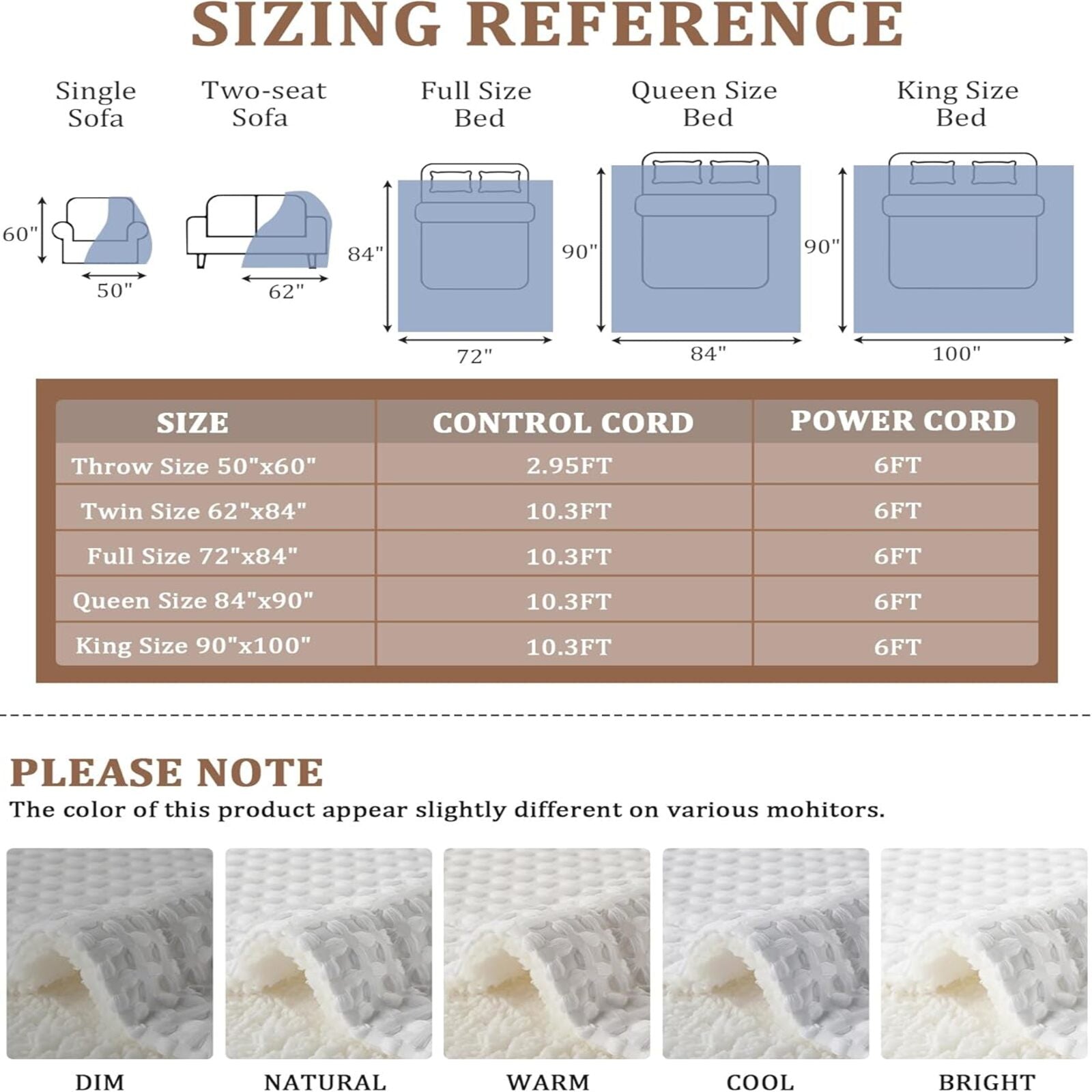 Garvee Heated Blanket King Size with LCD Dual Controller, Waffle Weave Fast Heating Electric Blankets, 10 Heat Levels & 1-12H Time Settings, ETL Certified, Machine Washable, Off White, 100" x 90"