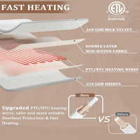 Garvee Electric Blanket Full Size, Waffle Heated Blankets with ETL Certified, Soft Flannel Heating Blanket, 4 Heating Levels, 10 Hours Auto Off, Machine Washable, white, 72"x84"