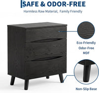 Garvee Compact 3-Drawer Bedside Cabinet Bedside Table - Space-Saving Storage End Table Cabinet, Sturdy Frame, Easy Assembly - Black
