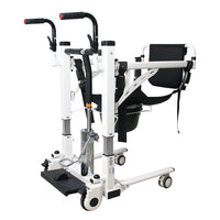 Garvee Hydraulic Patient Transfer Lift Chair with Backrest and Commode, Adjustable Seat Height, Shower Chair, Elderly Lift-Assisted Bedside Toilet Chair for Home Use Multifunctional Transfer Wheelchair