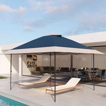 Garvee 13' x 13' Pop-up Gazebo Tent, Outdoor Patio Gazebo Instant Canopy Tent with Double Roof, Blue & Gray