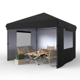 Garvee 10' X 10' Commercial Instant Pop-Up Canopy Tent, Heavy-Duty 210D Oxford Fabric with UV 50+ & Waterproof, 3 Removable Sidewalls for Farmers Markets, Outdoor Events, Sandbags Included, Black - Black