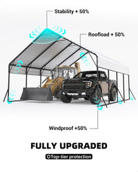 Garvee Metal Carport 20' × 20' × 13', 400 Sq.Ft 2-Car Steel Shelter, 800 lb Heavy-Duty Frame for Snow, Trucks, Boats & Tractors