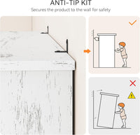 Garvee Farmhouse Bookcase 5 Tiers Tall Wooden 67.4" with Storage, Colonial Molding, MDF Boards, Iron Angle Design, Home Office, Living Room, White