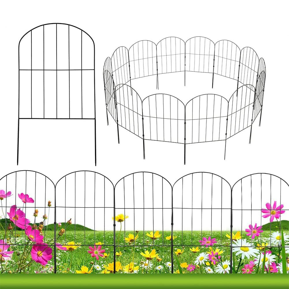 Garvee 28Pcs Decorative Garden Fence, 30ft (L) x 24in (H) No Dig Fence, Rabbits Dog Barrier Fence, Coated Metal Wire Garden Fence