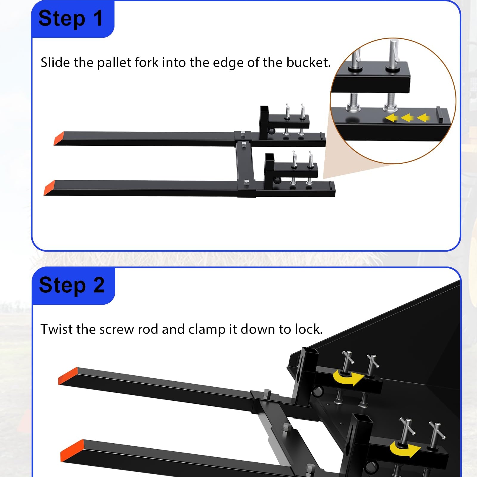 Garvee 60" Pallet Fork - 2000lb Capacity Material Handling Fork