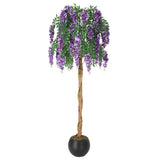 Garvee 6 Feet Artificial Purple Bean Flower Tree With Cement Pot For Home Décor Living Room Office Wedding Photo Backdrop Purple Red - 