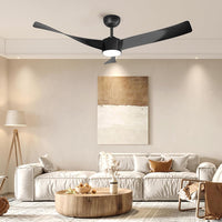 Garvee 52" Ceiling Fan with Light, Remote Control, 6-Speed, Quiet DC Motor, Dimmable 3CCT for Bedroom & Patio (Black)