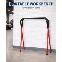Garvee Portable Workbench Folding Work Stand Heavy-Duty Automotive Fender Bumper Stand Adjustable 3.3ft x 2.6ft Powder-Coated Black