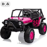 Garvee Ride - P Series: 2-Seater Ride On Truck for Kid, 24V Battery Powered Kids Car with Remote Control, 19" Extra Wide Seat, 2 Motors, Led Light, Enhanced Suspension - Rose - Rose
