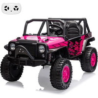 Garvee Ride - P Series: 2-Seater Ride On Truck for Kid, 24V Battery Powered Kids Car with Remote Control, 19" Extra Wide Seat, 2 Motors, Led Light, Enhanced Suspension - Rose