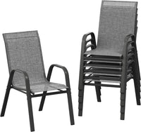 Garvee Stackable Patio Dining Chairs Set of 6, High-Back Textilene Outdoor Chairs with Black-Gray Sprayed Steel Frame, All-Weather Deck Garden Seating, Gray