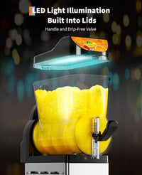 Garvee Commercial Slushy Machine 15L, Stainless Steel Smoothie Frozen Drink Maker with Self-Cleaning Mode, 450W Frozen Drink Machine, Maker Smoothie Machine for Home Party Restaurants Cafe Bars