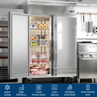Garvee 48" W Commercial Refrigerator 33-41°F,Reach-in 36 Cu.ft 2 Door Stainless Steel Commercial Refrigerator Fan Cooling,6 Adjustable Shelves, Auto Defrost, for Restaurant,Bar,Kitchen,Shop