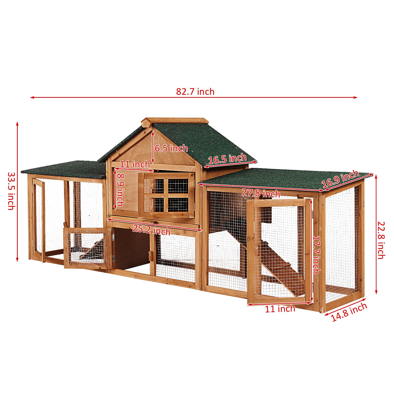 Bunny House GarveeLife 80in Wooden Rabbit Hutch, Outdoor Chicken