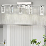 Garvee 5-Light Bathroom Light Fixtures, Chrome Bathroom Vanity Light - 3 Color Dimmable Vanity Lights with Crystal Bubble, Bathroom Lighting Fixtures over Mirror for Bathroom Bedroom Living Room - Chrome