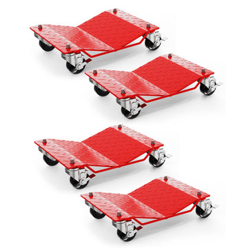 Garvee Car Wheel Dolly Set of 4 Heavy Duty Vehicle Mover with Brakes for Cars, Trucks, Trailers, Motorcycles, Red, 6000LBS Capacity