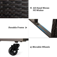 Garvee Patio Poolside Float Storage Basket with Wheels, Outdoor Wicker Poolside Float Storage, Pool Storage Organizer, PE Rattan Outdoor Rolling Pool Caddy for Floaties, Life Vests, Beach Balls, Toys