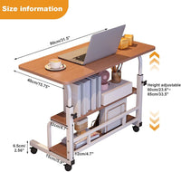 Garvee Adjustable Height Mobile Standing Desk, Portable Bedside Desk with Storage Shelves, Compact Laptop Desk for Home Office, Study, Small Spaces, Bedroom, Brown, 31.5"x15.7"