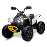 Garvee Ride - P Series: 12V Kids ATV: Can-Am Licensed, Dual Control, LED, Bluetooth, 5MPH, White - White