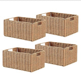 Garvee 4 Pack Storage Baskets Foldable Woven Storage Bins with Handles for Bathroom, Bedroom, Laundry, Pantry 12.2x7.1x5.9 Inch Natural Color - Natural
