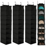 Garvee 3-Tier Hanging Shoe Organizer Gray 8-Shelf Storage Holder With 2 Hooks For Closet 30x23x120 cm (3 Pack) - Black