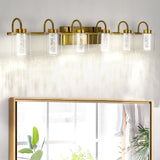 Garvee Bathroom Vanity Light Fixture - 6 Lights, Brushed Gold, Crystal Bubble Glass, Dimmable 3 Color Temps, Modern Wall Sconce for Bathroom, Hallway, Kitchen, Bedroom - Gold
