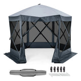 Garvee Pop Up Gazebo,10 X 10 Ft Portable Outdoor Camping Pop Up Canopy Screen Tent with Mosquito Netting Gazebo,Waterproof 6 Sidewalls,Ground Stakes,Carry Bag for Lawn, Garden, Backyard(Gray) - Grey