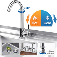 Garvee 40"D x 20"W x 37"H Durable Stainless Steel Utility basin with Pull-Out Faucet Freestanding Single Bowl Laundry Room basin with Workbench & Drawer Storage – Ideal for Kitchen, Laundry, Farmhouse or Outdoor Use – Stainless Steel Color