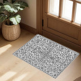 Garvee 2x3 Ft Boho Area Rugs, Modern Machine Washable Floral Rug for Living Room, Black, Ultra Thin Low Pile - Dark Gray