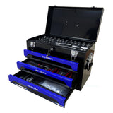 Garvee 3-Drawer Metal Toolbox With Ball-Bearing Drawer Slides Portable Tool Chest Organizer For Workshop Garage Steel Black Blue - System Default_3