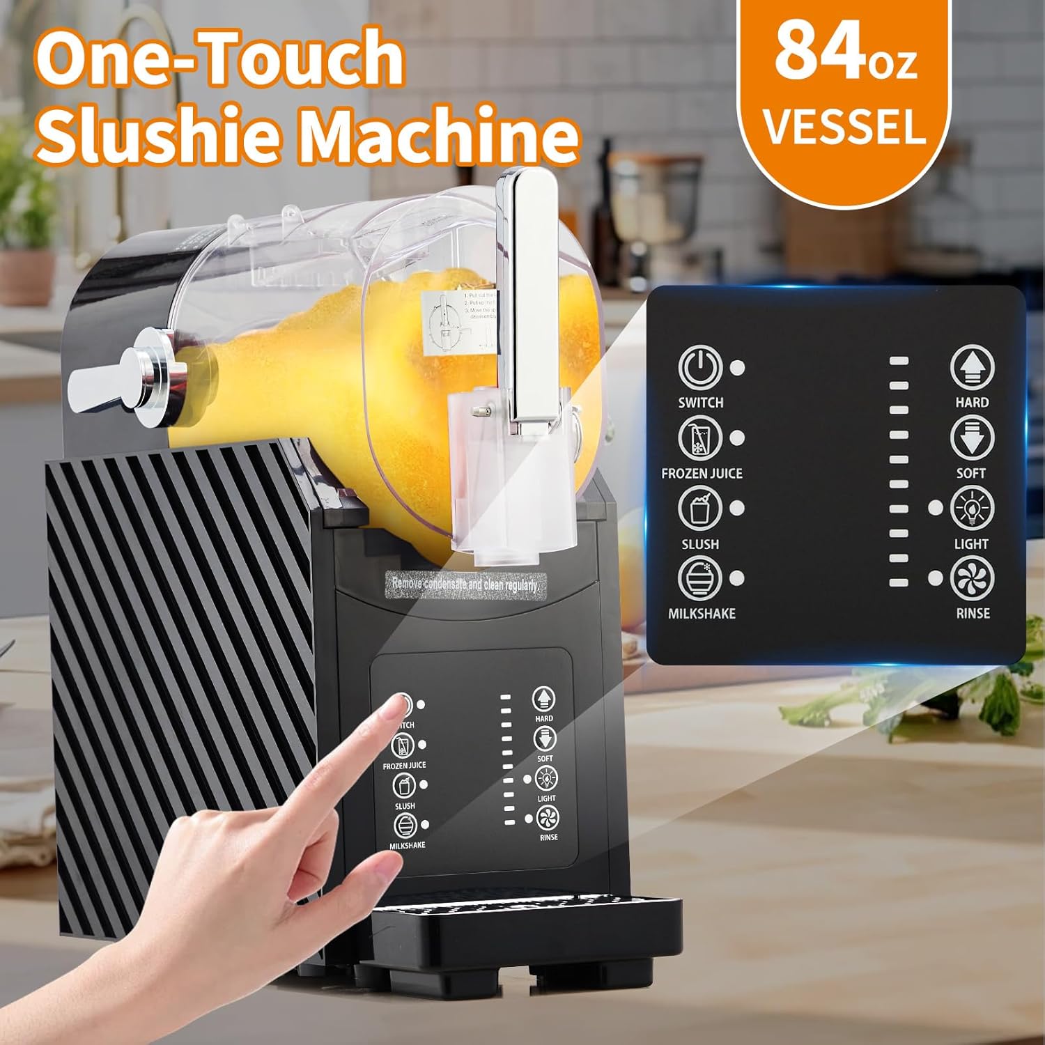 GARVEE 84oz (2.5L) Slushie Machine - Frozen Drink Maker with 3 Preset Modes (Slush, Frappe, Milkshake), LED Display, Auto-Clean, and One-Touch Dispensing for Margaritas, Smoothies, and Ice Cream (Black)