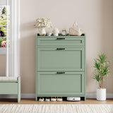 Garvee Shoe Cabinet with Flip Drawer, Space-Saving Storage for Home, Compact Size, White - Green