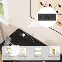 Garvee 5 Drawer Dresser for Bedroom with Charging Station and LED Lights, Farmhouse 44.9" Tall Chest of Dresser with Large Storage for Living Room, Hallway & Entryway, Black