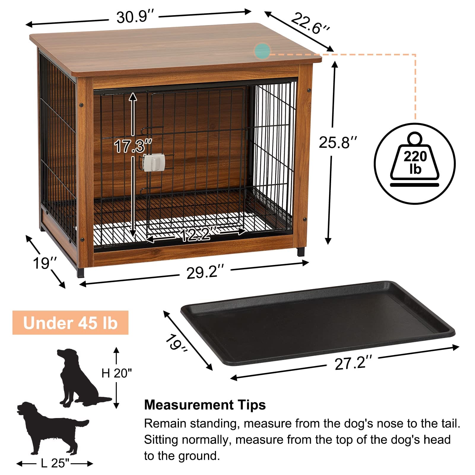 31 Inch Wooden Dog Crate Furniture Dog Crate End Table