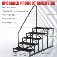Garvee RV Steps with Handrail 5-Step Anti-Slip Ladder 660 lbs Load Rustproof Iron Portable for Mobile Homes Hot Tubs Trailer Porch