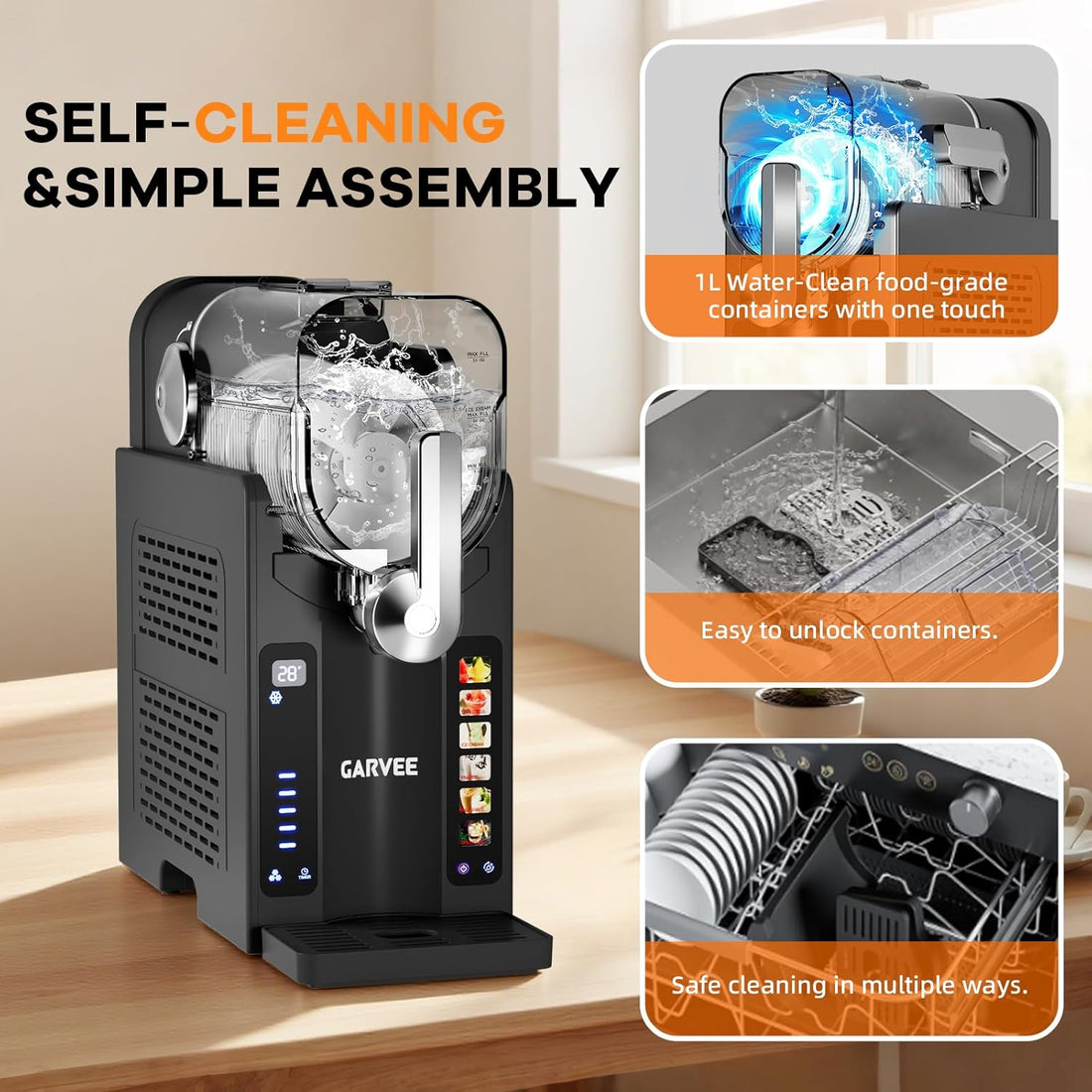 GARVEE Slushie Machine for Home No Ice Needed, Frozen Drink Maker with LED Display & 6 Pre-Set Programs, 70 oz Large Capacity for Frozen Margaritas/Frappés/Ice Cream, Quiet Compressor Slushy Machine