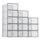 Garvee Large Clear Plastic Storage Boxes - 12 Pack Stackable Shoe Organizers with Durable Lids for Sneakers, Toys, Closet & Under Bed Storage, Gray - Gray