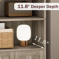 Garvee Industrial Bookshelf Bookcase with Doors & 11.8in Depth Display Storage Shelves, 71.4in Tall Farmhouse Bookcases Wooden 6 Shelf Bookshelvels for Bedroom, Living Room, Home Office, Gray