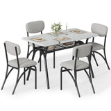 Garvee Dining Table Set for 4, Kitchen Table with Boucle Chairs for 4, Modern Rectangular Dining Table with Storage Rack for Small Space, Grey & Marble - Grey & Marble