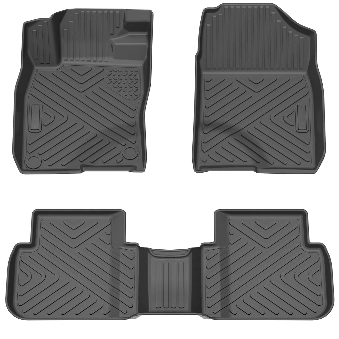 Floor Mats Compatible with 2022-2024 Honda Civic 4dr Sedan, 2022-2024 Civic 5dr Hatchback Including Type R, TPE All Weather Custom Fit 1st & 2nd Row Floor Liner