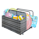 Garvee Poolside Float Storage, Outdoor Storage, Patio Poolside Float Storage Basket, Storage Box, PE Rattan Outdoor Pool Caddy with Rolling Wheels for Floaties, Patio, Pool, Gradient Gray - Gradient Gray