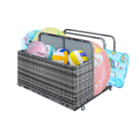 Poolside Float Storage, Outdoor Storage, Patio Poolside Float Storage Basket, Storage Box, PE Rattan Outdoor Pool Caddy with Rolling Wheels for Floaties, Patio, Pool, Movable