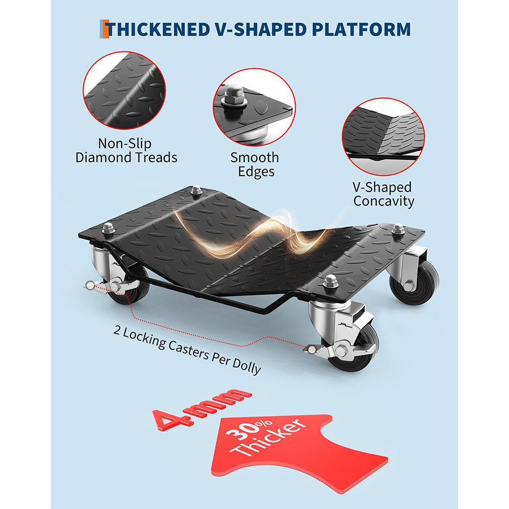 Garvee Car Wheel Dolly Set of 4 Heavy Duty Vehicle Mover with Brakes for Cars, Trucks, Trailers, Motorcycles, Black, 6000 LBS Capacity