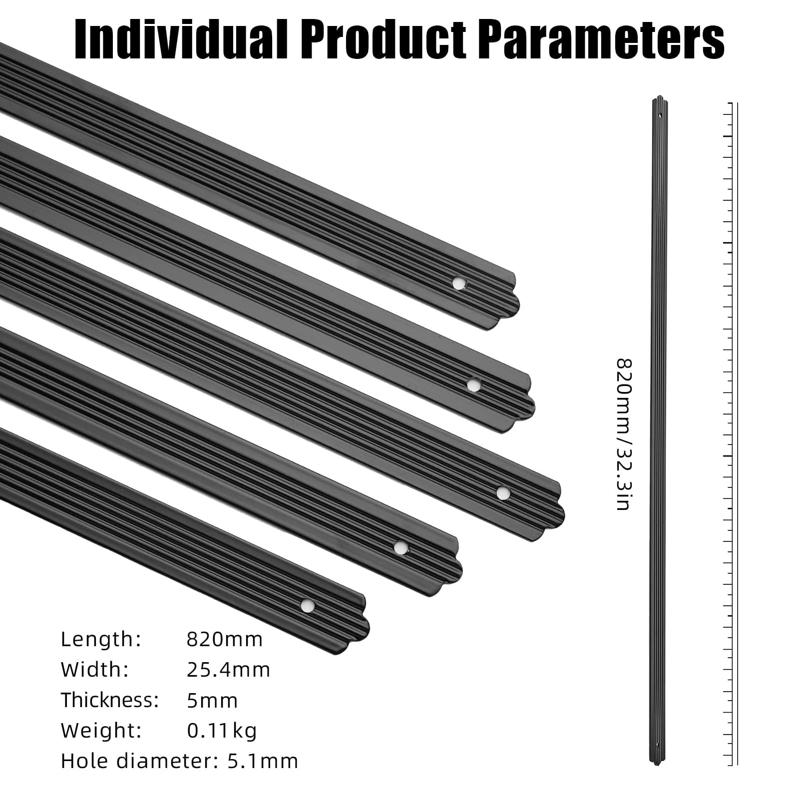 Aluminum Balusters 32.25x1x0.1 Inch, Black for Porch & Deck