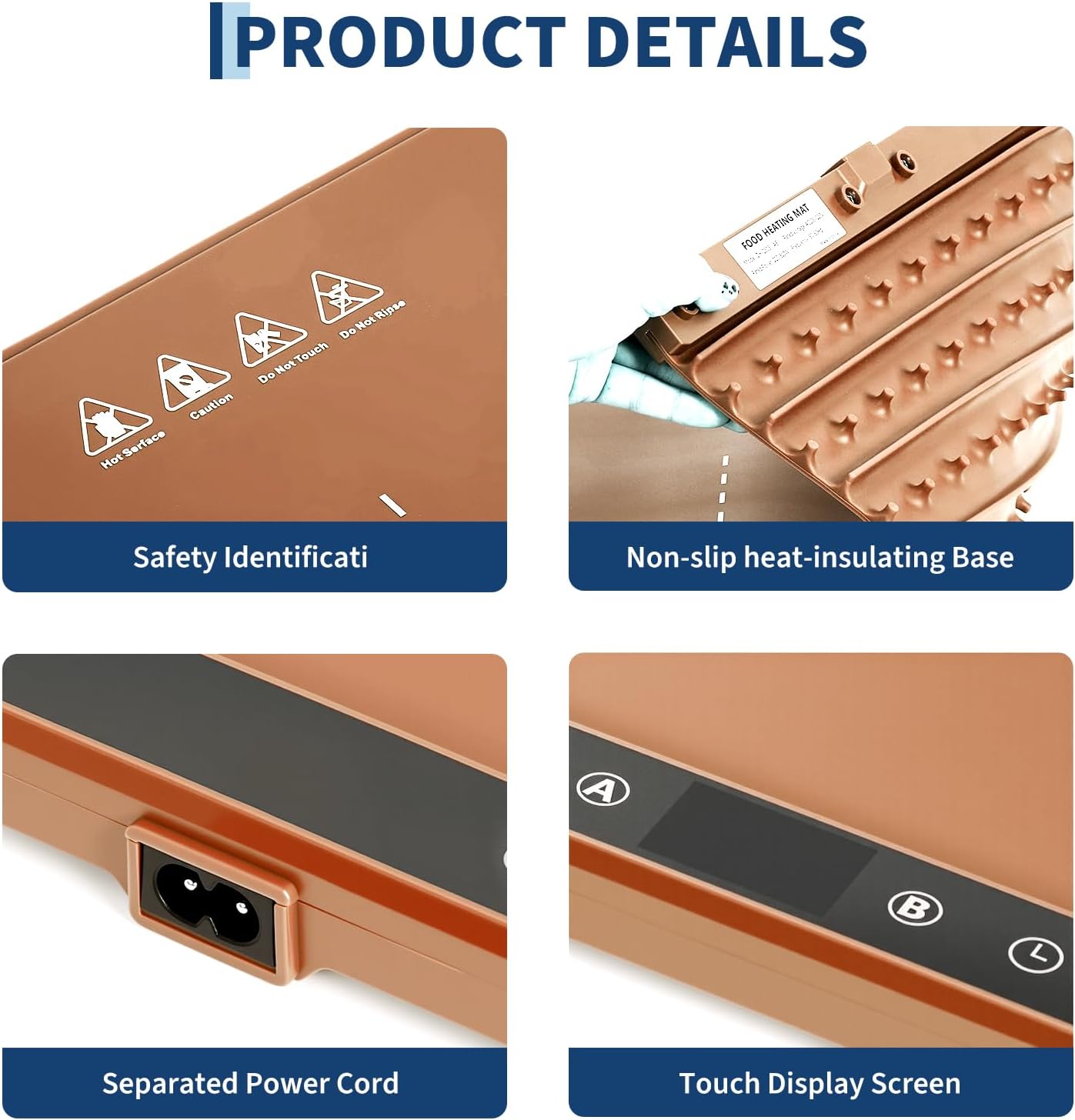 GARVEE 2-Zone Heating Food Mat - 24"X15" Warming Mat for Food Rollable Full-Surface Warmer with 6 Temp Settings & 3H Timer, Anti-Slip Heat-Insulated Pad for Meals (Orange)