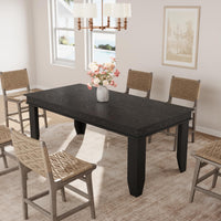 Garvee Farmhouse 71" Wood Rectangular Dining Table with L-Shaped Legs Suitable for 6-8 People for Dining Room, Black